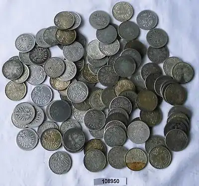 Sammlung mit 100 Silbermünzen 1 Mark Deutsches Reich Kaiserreich (108950)