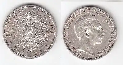 3 Mark Silber Münze Preussen Kaiser Wilhelm II 1910 (114897)