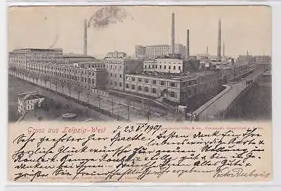 88276 Ak Gruß aus Leipzig West Kammgarnspinnerei Stöhr & Co. 1901