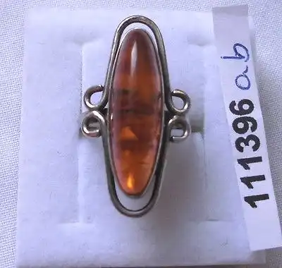 Schmaler Bernstein Ring 835er Silber Fischlandschmuck um 1930 (111396)