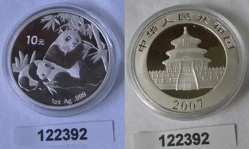 10 Yuan Silber Münze China Panda 1 Unze Feinsilber 2007 Stgl. (122392)