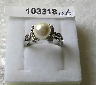 Entzückender Damen-Ring Silber 925 mit großer Perle und Schleifen (103318)