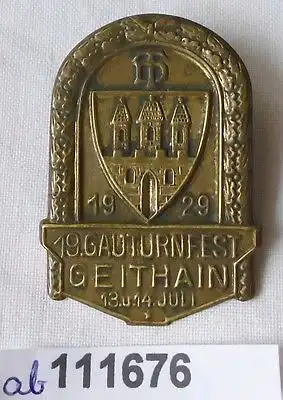 Altes Blech Abzeichen 19.Gauturnfest Geithain 1929 (111676)