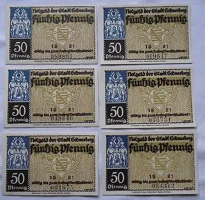 6 Banknoten Notgeld Stadt Schneeberg 1921 (116914)