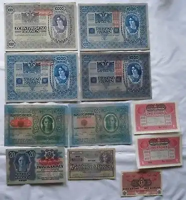 11 Banknoten Österreichisch Ungarische Bank 1902-1924 (115954)