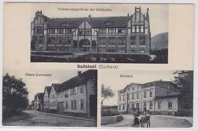 87699 Mehrbild Ak Sollstedt (Südharz) Bahnhof usw. um 1920