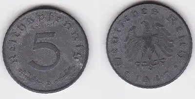 5 Pfennig Zink Münze alliierte Besatzung 1947 D Jäger 374 (122911)