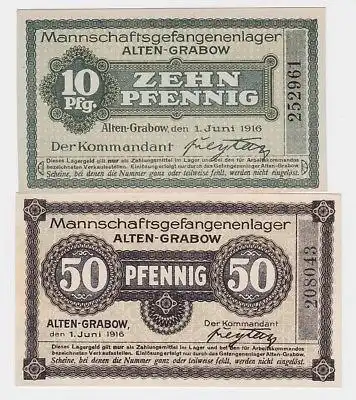 10 & 50 Pfennig Banknote Mannschaftsgefangenlager Alten-Grabow 1.6.1916 (123738)