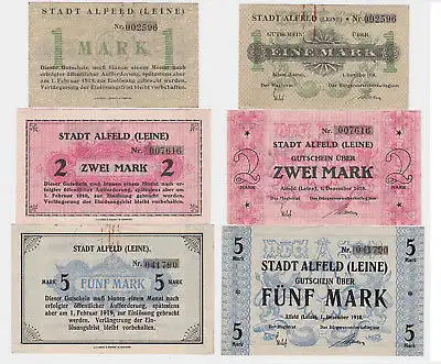 1,2 & 5 Mark Banknoten Stadt Alfeld (Leine) 1918/1919 (123705)