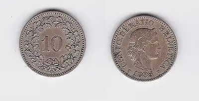 10 Rappen Kupfer Nickel Münze Schweiz 1885 B (117973)