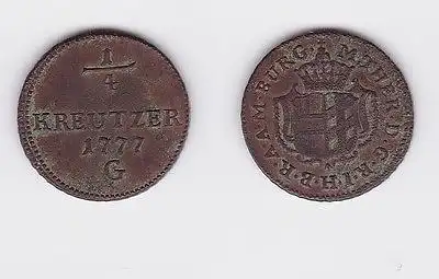 1/4 Kreuzer Kupfer Münze Österreich Habsburg 1777 G (117707)