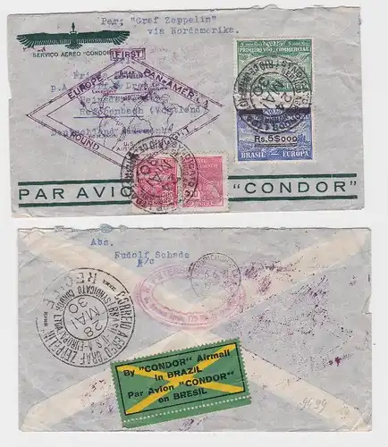 80577 seltener Zeppelinbrief von Rio de Janeiro nach Reichenbach i.V 1930