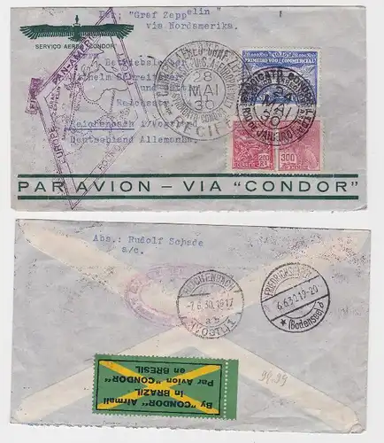87108 seltener Zeppelinbrief von Rio de Janeiro nach Reichenbach i.V 1930