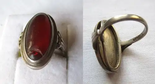 Auffallender 835er Silber Ring mit großem rot braunem Stein (120119)