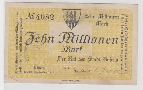10 Millionen Mark Banknote Stadt Döbeln 20.September 1923 (113194)