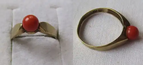 Hübscher Damenring 333er Gold mit rund geschliffenem rotem Stein (120707)