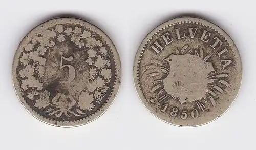 5 Rappen Kupfer Nickel Münze Schweiz 1850 B (119937)