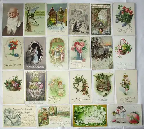 150 alte Postkarten Glückwunsch, Kitsch und Kunst um 1910