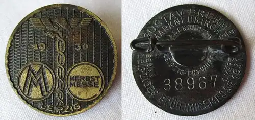 Metall Abzeichen Leipziger Herbstmesse 1930 Einkäuferabzeichen (125032)