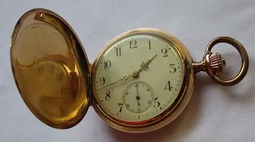 0,585 Goldene Savonette Sprungdeckel Taschenuhr Seeland M im Anker 1891 (125010)