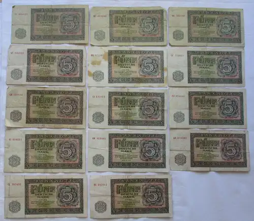 14 x 5 Mark Banknoten DDR Deutsche Notenbank 1955 (112244)