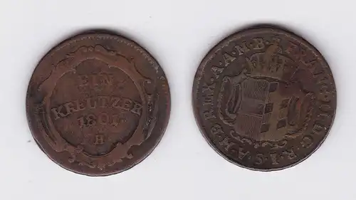 1 Kreuzer Kupfer Münze Österreich 1801 H (117362)