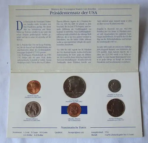 Kursmünzsatz mit 5 Münzen die berühmtesten Präsidenten der USA (124673)
