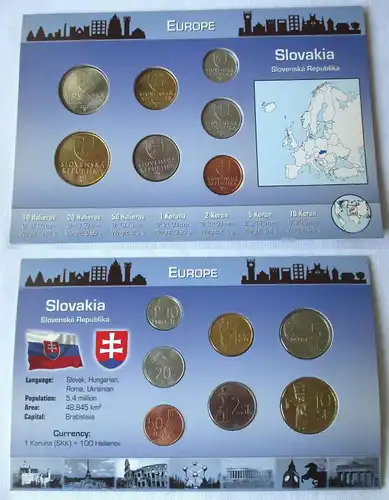 Kursmünzsatz mit 7 Münzen Slowakei von 10 Heller bis 10 Kronen (124566)