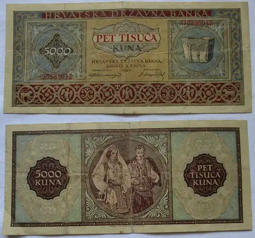 5000 Kuna Banknote Kroatien 1943 (120928)
