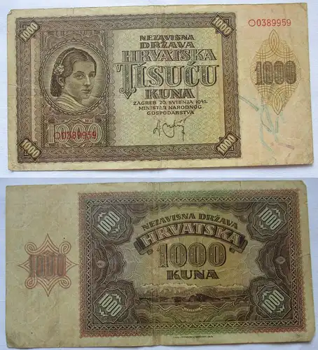 1000 Kuna Banknote Kroatien 1941 (122414)