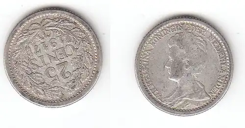 25 Cent Silber Münze Niederlande 1917 (113149)