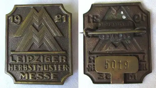 Blech Abzeichen Leipziger Herbstmesse 1921 Einkäuferabzeichen Nr. 5019 (119329)