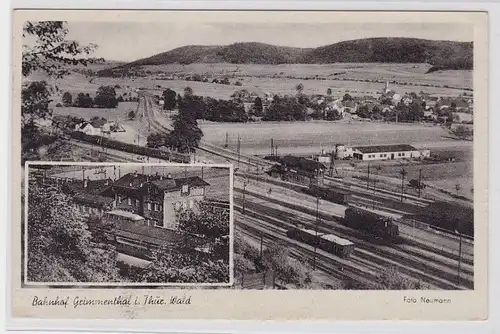 89131 Mehrbild Ak Bahnhof Grimmenthal im Thüringer Wald um 1940