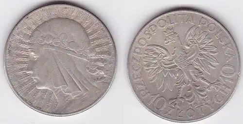 10 Zlotych Zloty Silber Münze Polen 1932, Frauenkopf Königin Jadwiga (122972)