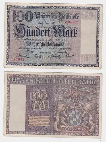 100 Mark Banknote Bayerische Notenbank München 1.Januar 1922 (124823)