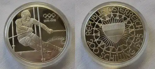 200 Schilling Silber Münze Österreich 1995 olympische Spiele 1896-1996 (104825)