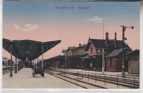 69185 Ak Parchim in Mecklenburg Bahnhof um 1910