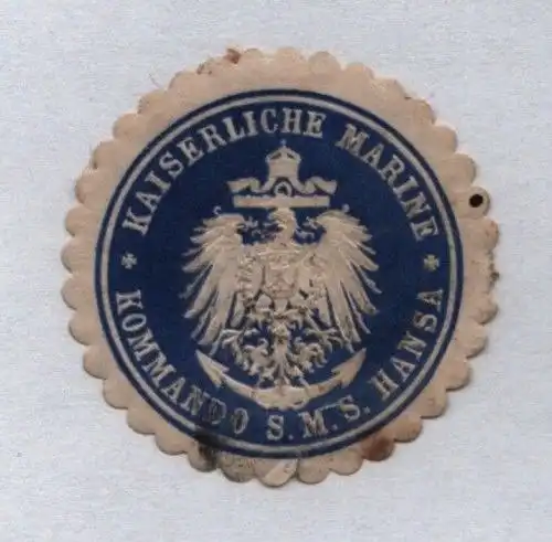 Seltene Vignette Siegelmarke kais.Marine Kommando S.M.S. Hansa (122061)