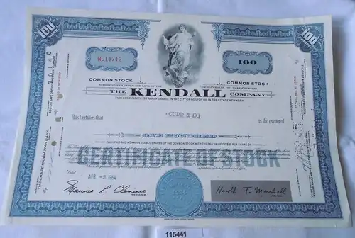 100 Dollar Aktie USA The Kendall Company Massachusetts 2.April 1964