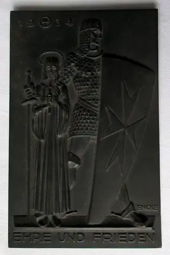 Eisen Plakette "Ehre und Frieden" Encke Kunstguß Lauchhammer 1934