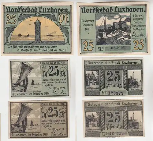 2 x 25 Pfennig Notgeld Nordseebad Cuxhaven 1919/1921 (115632)