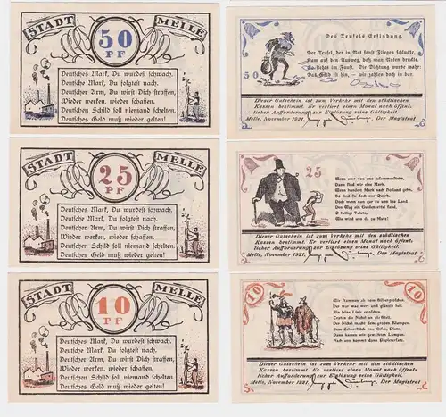 3 Banknoten Notgeld Stadt Melle 1921 (114504)