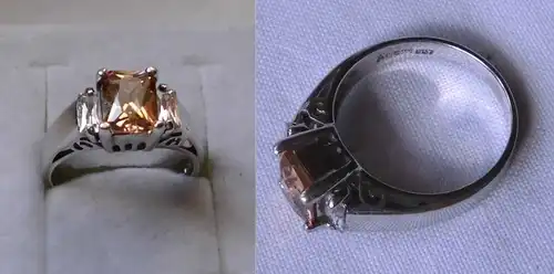 Schmeichelnder 925er Sterling Silber Ring mit schönem orangen Stein (102823)