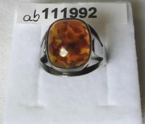 Schöner Bernstein Ring 835er Silber Fischlandschmuck um 1930 (111992)