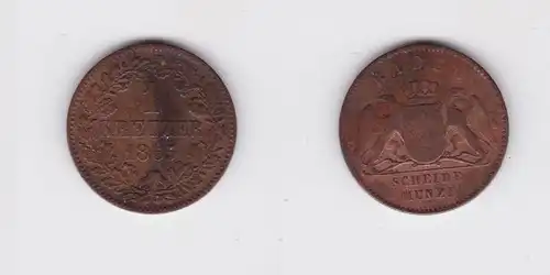 1 Kreuzer Bronze Münze Baden 1865 (124401)