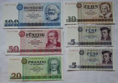 Satz DDR Banknoten 5 bis 100 Mark 1971/1975 UNC./ KASSENFRISCH ! (116017)