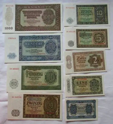 Satz DDR Banknoten 50 Pf.-1000 Mark 1948 UNC./ KASSENFRISCH ! (110345)