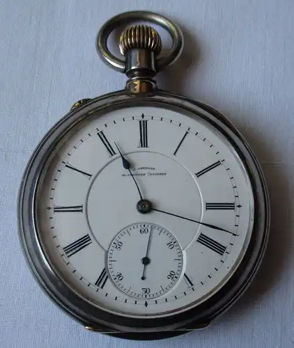 Silberne Taschenuhr J.Assmann Glashütte 935er Silber um 1910 (118826)
