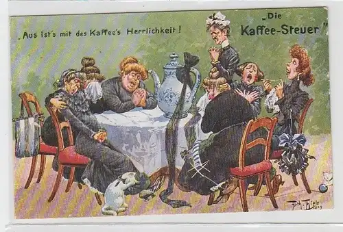 69493 Künstler Ak Arthur Thiele "Die Kaffeesteuer" 1910