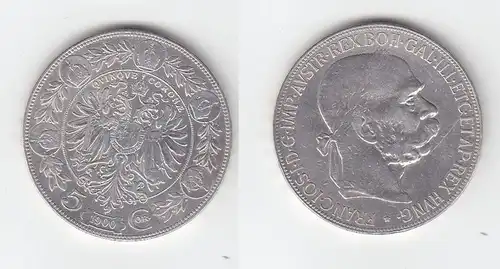 5 Kronen Silber Münze Österreich Kaiser Franz Josef 1900 (109420)
